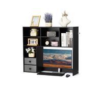 Etagère à Poser Sur Bureau 3 Niveau 2 Tiroirs Dortoir Bois Noir 94x25,4x79,2cm