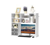 VEVOR Étagère à Poser sur Bureau à 3 Niveaux, Bibliothèque de Bureau 94 x 25,4 x 79,2 cm, Organisateur de Bureau avec 2 Tiroirs en Tissu, Support de Rangement Stable pour Maison Dortoir, Blanc