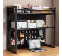 Etagère à Poser sur Bureau en Panneau Perforé, Etagère Bibliothèque Espace-Économisant et Adaptée aux Moniteurs d'Ordinateur, for Le Bureau la Maison et Le Dortoir(Black,90 * 37.5 * 100)