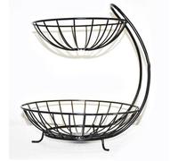 Étagère à produits de cuisine étagés - Rangement vertical de fruits | Organisateur de fruits mural en métal à 2 niveaux - Organisateur de suspension de cuisine pliable | Panier à épices