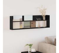 Étagère à revues murale noire aspect chêne 100 x 12 x 30 cm avec compartiment de rangement pour magazines, journaux, magazines, prospects, catalogue, organiseur pour salon, bureau, couloir
