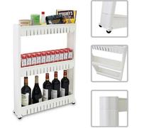 Étagère à Roues, Meuble de Rangement avec Roues, 78 x 54 x 12 cm, Blanc, Matériau: Plastique, Polypropylène
