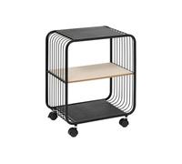 Etagère à roulettes 2 niveaux métal et bois