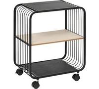 5five Étagère 2 niveaux métal et bois à roulettes – 4 roues – Noir