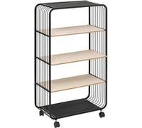 5five Étagère 4 niveaux métal et bois à roulettes Noir