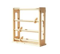 Étagère à rubans - Étagère de rangement en bois à 4 niveaux avec crochets et emboîtement,Organisateur pour rubans et porte-bobine,Convient aux salles de bricolage, aux magasins, aux boutiques, aux