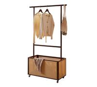 Étagère à suspendre en bois avec panier de rangement tissé pour chambre à coucher, couloir, salon - Solution de rangement peu encombrante