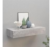 Etagère à tiroir murale Gris béton 60x23,5x10 cm MDF