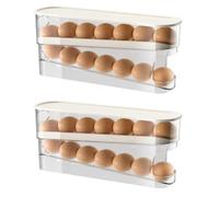 Étagère à œufs roulement automatique, boîte de rangement for réfrigérateur, distributeur d'œufs peu encombrant, adapté au, étagère for nouvelle maison, cuisine, armoire comptoir(2pcs)