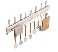 Étagère à ustensiles de cuisine en acier inoxydable de 40 cm - Rail de suspension avec 10 crochets amovibles sans perçage pour couteaux et baguettes pour un rangement efficace de la cuisine