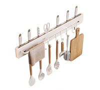 Étagère à ustensiles de cuisine en acier inoxydable de 40 cm - Rail de suspension mural avec 10 crochets amovibles, sans perçage, porte-couteaux et baguettes nizer pour une nization facile de la