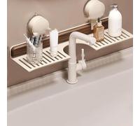 Étagère à ventouse blanche pour robinet de salle de bain et de cuisine, plateau amovible au-dessus de l'évier, 40 cm, fixation murale, idéal pour économiser de l'espace et nization