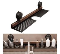 Étagère à ventouse en noyer, rangement sans perçage avec ventouse, étagère murale pour évier, rainure en forme de U, pour salle de bain, cuisine