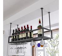Étagère à verre à vin industrielle vintage en métal suspendu pour bar ou cuisine, Nivision sous placard, porte-gobelets, restaurant, café, étagères de rangement murales (120 x