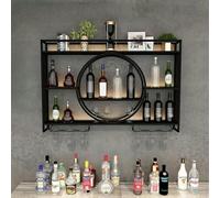 Étagère à verres à vin murale, étagère à vin pour placard, meuble de bar noir, étagères de bar murales 80 cm, vitrine noire unique et meuble à boissons (dimensions : 100 x 15 x 80 cm, couleur : noir)