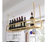 Étagère à verres à vin réglable - Rangement à suspendre pour verres et bouteilles, idéal pour les bars, cafés et cuisine