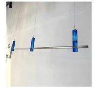 Étagère à vêtements en acier inoxydable montée au plafond à hauteur réglable pour la vente au détail - Barre de suspension multifonction pour la maison et le magasin (bleu, 200 cm)