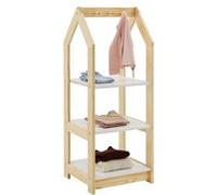 IDIMEX Étagère à vêtement Enfant Sally en Pin Massif, Dressing Enfant avec Tringle à Vêtements, Tablette Inférieure Blanche, Penderie Enfant Montessori