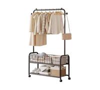 Étagère à vêtements roulante en métal avec roulettes, chariot à linge et panier de rangement en fil de fer, support de suspension polyvalent pour couloir et maison
