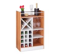 Relaxdays Étagère à vin, Rangement pour 8 bouteilles, support à verre de vin, support à vin, 63 x 50 x 28 cm, marron