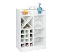 Relaxdays 10028075_49, blanc Étagère, Rangement pour 8 bouteilles, verre, support à vin, 63 x 50 x 28 cm