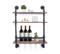 Étagère à vin à 2 niveaux - Étagère murale rétro industrielle - Porte-bouteilles en métal - Pour cave à vin, cuisine, bar, entrepôt, chambre à coucher