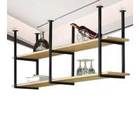 Étagère à vin à suspendre au plafond - 2 niveaux de rangement pour casseroles et poêles de cuisine, étagère décorative réglable (120 x 30 x 80 cm)