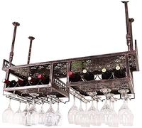 Étagère à vin à suspendre au plafond pour salle à manger, support de bouteille de vin en métal, étagère de plafond réglable, style vintage, décoration de style vintage, étagère pour application de