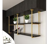 Étagère à vin de plafond - 2 étages en fer - Étagère de rangement de cuisine en bois massif - Support de plantes à suspendre pour bar, cuisine, café, 100 cm x 30 cm x 90 cm