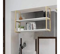 Étagère à vin de Plafond Rustique en Fer forgé avec étagère en Bois Massif pour Cuisine et présentoir pour Bar, Restaurant, café, Support de jardinière Suspendu Inclus (Couleur :)