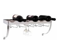 HAKU Casier à Bouteilles Mural chromé, casier à vin Mural pour 6 Bouteilles et 10 Verres en métal - Dimensions : L 58 x H 22 x P 18 cm, Style : Moderne