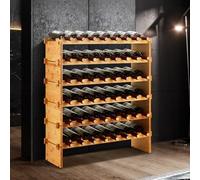 Étagère à vin empilable en bois pour 48 bouteilles, étagère de bar avec 6 compartiments et étagère à boissons, sans vis, charge maximale : 80 kg, étroite (76 x 26 x 76 cm) pour cave, cuisine, bar
