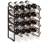 Étagère à vin empilable en métal pour 16 bouteilles pour cave, bar et espace de stockage, bouteilles extensibles modulaires stables et stockage de vin (4 niveaux)