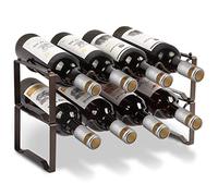 Étagère à vin empilable en métal pour 8 bouteilles pour cave, bar et espace de stockage - Porte-bouteilles modulaire stable et extensible (2 niveaux)