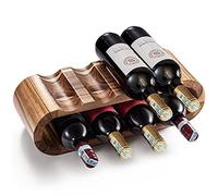 Étagère à vin en bois d'acacia, 2 étages et 8 bouteilles, support pour bouteille de vin en acacia, rangement de vin sur pied, affichage pour décoration d'intérieur, cadeaux de vin, bar de table, pas