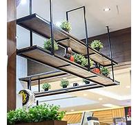 Étagère à vin en bois massif à suspendre au plafond, support de bouteille de vin de bar pour comptoir de cuisine avec séparation à un mot - Support de fleurs