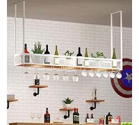 Étagère à vin en métal pour plafond et étagère murale - Hauteur réglable - Support pour verre à vin - Style européen