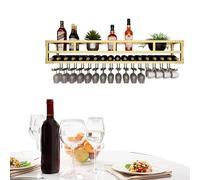 Étagère à vin Étagères de Bar murales avec Support à Verre à vin Mini Bar Étagère d’Affichage de Bouteille d’Alcool Armoire Flottante Bar Étagère à Whisky Étagère de Cuisine avec Bande Lumin