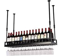 Étagère à vin flottante Porte-verres à vin bar à l'envers Casier à vin industriel Loft Porte-verre à vin Porte-gobelet suspendu Porte-bouteille de vin (couleur : noir, taille : 80 x 35 cm)