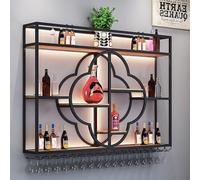 Étagère à vin flottante suspendue en métal, étagère murale pour bouteilles d'alcool avec éclairage LED, style vintage, pour la maison, le bar ou la cuisine (dimensions : 120 x 90 x 20 cm, couleur : no