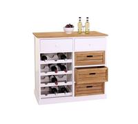 Etagère à vin HWC-B96 pour 12 bouteilles avec tiroirs style campagne 86x87x37cm
