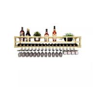 Étagère à vin LED Murale Moderne Métal Suspendu Bouteilles de Vin et Support de Verre Bar Étagère Flottante pour Maison Cuisine Bar Restaurant Décoration (Color : Gold, Size : 120x25x27cm)