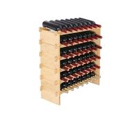 VEVOR Étagère à Bouteilles Modulable 48 Bouteilles 6 Niveaux Casier à Vin Empilable Porte-Bouteilles en Bambou Naturel 76,5x25x77,5 cm Rangement Présentation de Vin pour Cuisine Garde-Manger Cave Bar