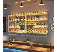 Étagère à vin murale à 4 niveaux en métal avec lumières LED pour économiser de l'espace pour le stockage et l'affichage du vin dans la maison, le bar ou la salle à manger