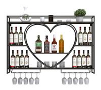 Étagère à vin murale à éclairage LED noir flottant avec support pour verre, rangement multifonction pour la maison, la cuisine, le bar et le café 100 x 15 cm, élégant présentoir et rangement de vin.