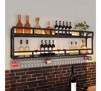 Étagère à vin murale - Armoire à vin industrielle avec étagère de bar de grande capacité pour la maison, le bar et la cuisine