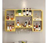 Étagère à vin Murale avec éclairage LED, étagère de Bar, étagère d'affichage pour Bouteilles d'alcool avec Support à Verres à vin Suspendu, Support de Bar Flottant, étagère Murale