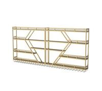 Étagère à vin murale avec éclairage LED, présentoir à vin en métal, support de bouteille de vin mural avec support pour verres à vin pour la maison, le bar et la cuisine