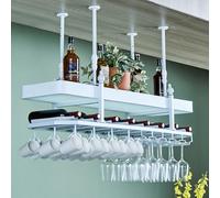 Étagère à vin murale avec lumière LED à suspendre - Support en verre - Étagères de rangement pour boissons alcoolisées - Étagère à whisky - Parfaite pour la maison, le bar et la salle à manger