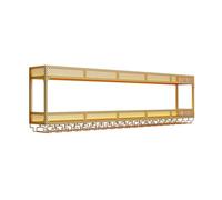 Étagère à vin murale avec lumières LED - Étagère à vin en fer forgé, présentoir à bouteilles de vin de bar, support moderne en métal suspendu pour bouteille de vin et porte-verre, adapté pour la